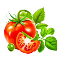 Fresh tomatoes with leaves isolated png