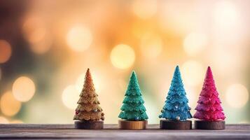 Navidad árbol decoración en de madera antecedentes. generativo ai. foto