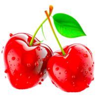 Cherry with leaves isolated png