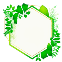 Green leaves frame on paper png