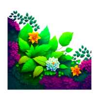 Purper bloem en bladeren kader sjabloon Aan transparant achtergrond illustratie png