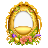 dourado oval quadro, Armação com flor png