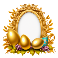 dorado marco con Pascua de Resurrección huevo png