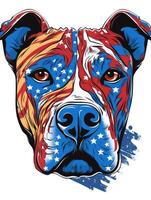 Dog illustration american flag with t-shirt design. Happy 4th Of July USA Independence Day. . photo