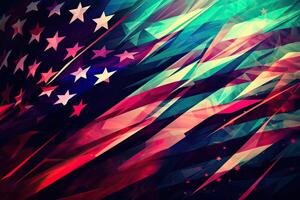 Independence day abstract background with elements of the American flag in dark blue colors. photo