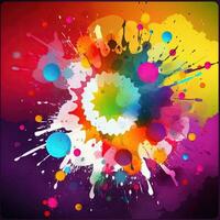 Colorful paint splashes on a colorful background photo