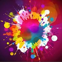 Colorful paint splashes on a colorful background photo