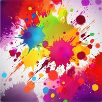 Colorful paint splashes on a colorful background photo