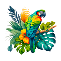 illustration av blå och gul papegoja png