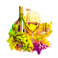 wijn met druiven vrij illustratie png