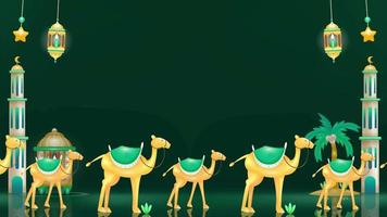 Animated elements of walking camel and shooting stars background, suitable for Ramadan, Eid al Fitr and Eid al-Adha video