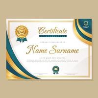 Gradient Dark Green and Golden Classic Certificate Template vector