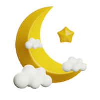 Ramadan Crescent Moon And Stars 3d Icon Illustration png