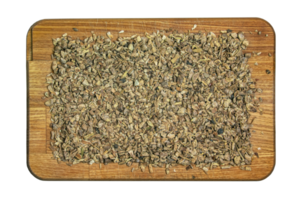 Background of dry crushed elecampane root. The Latin name for the herbal mixture is Rhizomata et radices Inulae. png