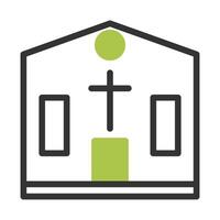 Cathedral icon duotone grey green colour easter symbol illustration. vector