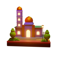 realistic 3d Mosque building isolated with transparent background png