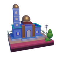 realistico 3d moschea edificio isolato con trasparente sfondo png