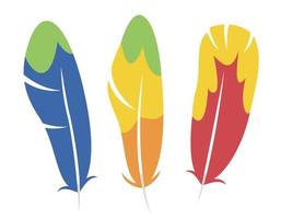 Set of parrot feathers in flat style. vector