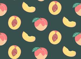 Seamless pattern with peaches. vector