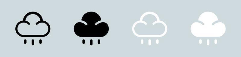 Rain icon set in black and white. Weather signs vector illustration.