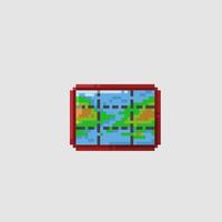 map with frame in pixel art style vector