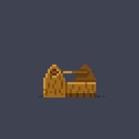 a wooden tool box in pixel art style vector