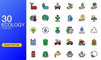 Ecology flat icon collection. Suitable for design element of green energy, and eco friendly technology. vector