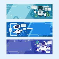 Smart Chat Bot with AI Technology Horizontal Banner vector