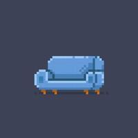 blue sofa in pixel art style vector