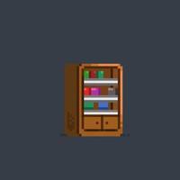 book shelf in pixel art style vector