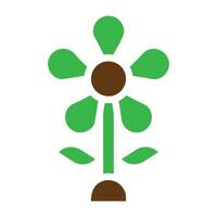 flower icon solid green brown colour easter symbol illustration. vector