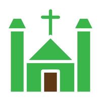 Cathedral icon solid green brown colour easter symbol illustration. vector