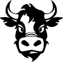 negro y blanco vaca cabeza logo vector