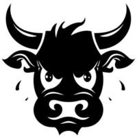 negro y blanco vaca cabeza logo vector