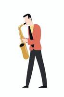 man playing saxophone instrument vector