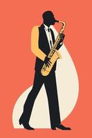 man playing saxophone instrument vector