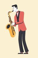 man playing saxophone instrument vector