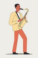 man playing saxophone instrument vector