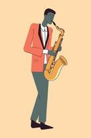 man playing saxophone instrument vector