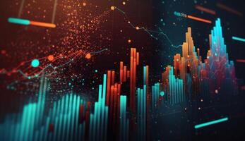 , stock market chart lines, financial graph on technology abstract background represent financial crisis, financial meltdown. Technology concept, trading market concept. photo