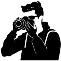 logo man looking in photo camera viewfinder vector