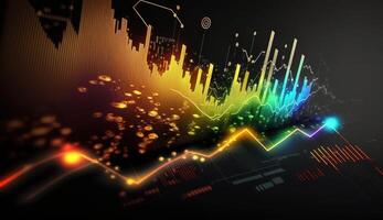 generativo ai, valores mercado gráfico líneas, financiero grafico en tecnología resumen antecedentes representar financiero crisis, financiero fusión de un reactor. tecnología concepto, comercio mercado concepto. foto