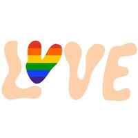 Hand draw Love with rainbow heart. LGBT rainbow flag colors,Gay Pride.Pride month vector