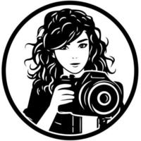 logo woman holding a photo camera vector