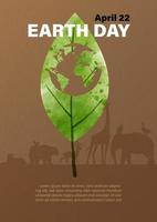 Card and poster campaign of Earth day in watercolor and flat style with vector design.