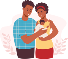 Happy ethnic family with newborn png