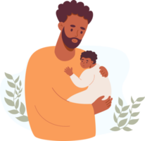 Happy  black father with newborn png