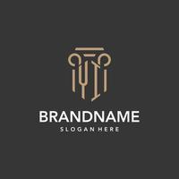 YI logo monogram with pillar style design vector