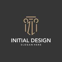 ZL logo monogram with pillar style design vector