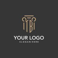 TB logo monogram with pillar style design vector